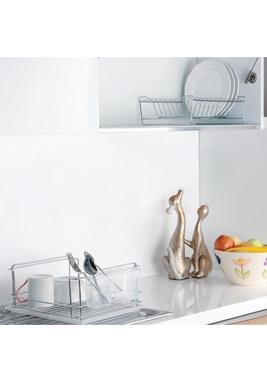 2 Katlı Tabaklık Bulaşıklık Krom Ayrı Ayrı Da Kullanılabilir Gümüş