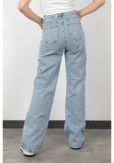 Giysa Yüksek Bel Wide Leg Jean Kar Yıkama