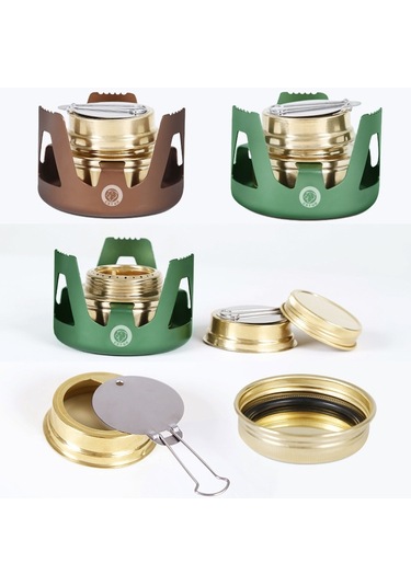 Sones Cstur Y2218 Açık Ultralight Alüminyum Soba Kamp Balıkçılık Taşınabilir Sıvı Alkol Sobalar Bronz
