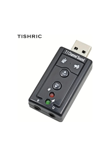 Globalbloom Siyah Tıshrıc Usb 7.1 Ses Kartı 3d Efekt Mikrofon Ses Kontrolü