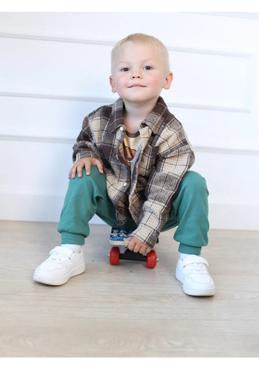 Liwen Kids Bebekler İçin Ekose Desenli, Oversize, Sıcak Tutan Çocuk Gömleğ 444067812 Koyu Kahverengi