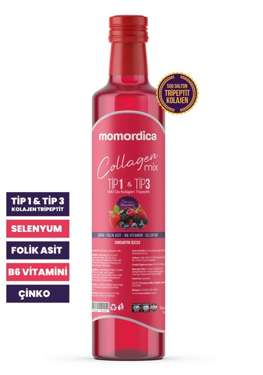 Momordica Collagen Mix - Tripeptit 500 Dalton Tip 1 & Tip 3 Kolajen, Selenyum, Folik Asit, Çinko, B6 Vitamini