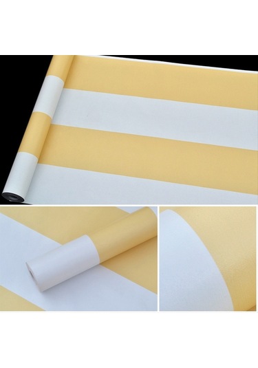 Sones Yaratıcı Pvc Tuğla Dekorasyon Duvar Kağıdı Çıkartmaları Yatak Odası Oturma Odası Duvar Su Geçirmez Duvar Kağıdı Rulosu, Boyut: 45 X 1000cm Sarı Diğer