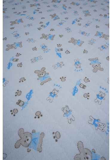 Yeni Doğan Bebek Penye Pamuk Kapitone Battaniye Mavi