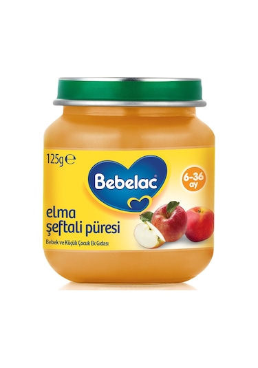 Bebelac Elma Şeftali Püreli 6-36 Ay Kavanoz Maması 125 G