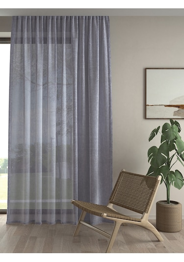Keten Görünümlü Ekstrafor Büzgülü Gri Yüksek Kalite Tül Perde GRİ