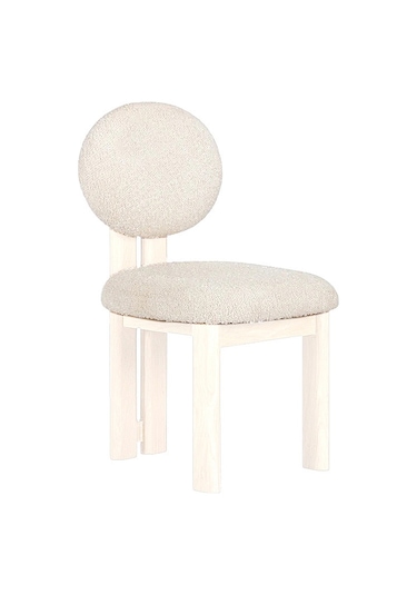 Coco İskandinav Teddy Natural Ahşap Bohem Sandalye Beyaz - Beyaz