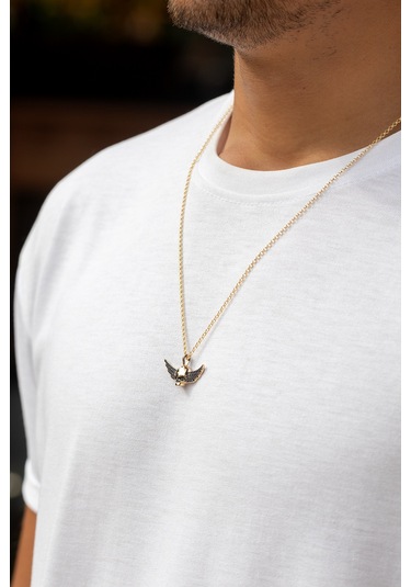 Uşaklıhafız 14 Ayar Altın Kanatlı Kafatası Figürlü Kolye 30 Mm 18 Mm