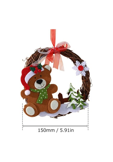 Xindoker Noel Dekorasyonları Ayaklı Planda, Panda Modeli Rattan Ve Kumaş Teneke, 15 Cm Çaplı Pencere Süs Eşyası