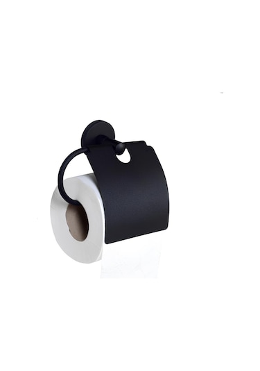 Paslanmaz Duvara Monte Banyo Solo Kapaklı Kağıt Havluluk Kapaklı Kağıtlık Seti Siyah