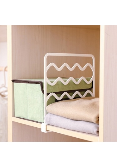 Fortunelane Beyaz Pprahat Kurulumlu Dolap Bölücü Raf - Çanta, Kazak Düzenleyici 1 Adet Beyaz Beyaz