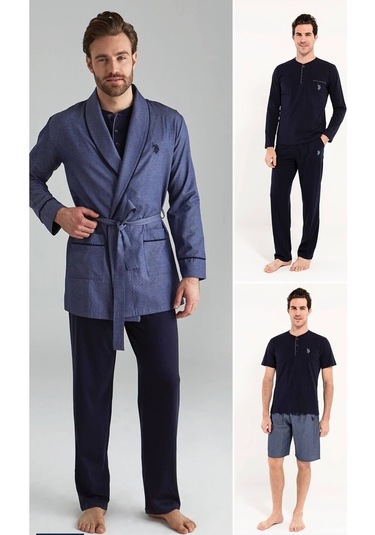 U.s. Polo Assn. 12000 Erkek 5'li Çeyizlik Ropdöşambır Set-lacivert Lacivert