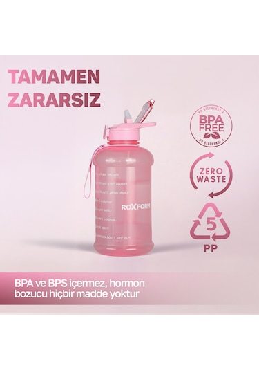 Roxform 2200 Ml Renkli Pembe Premium Suluk Matara Bpa & Bps İçermez, Kılıflı Ve Sızdırmaz Pembe, Renkli Kılıf