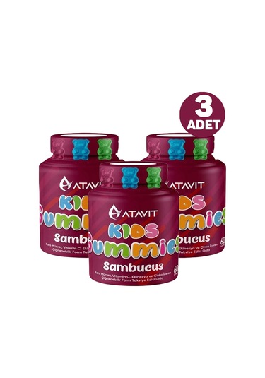 Atavit Kids Sambucus 60 Gummies 3 Adet