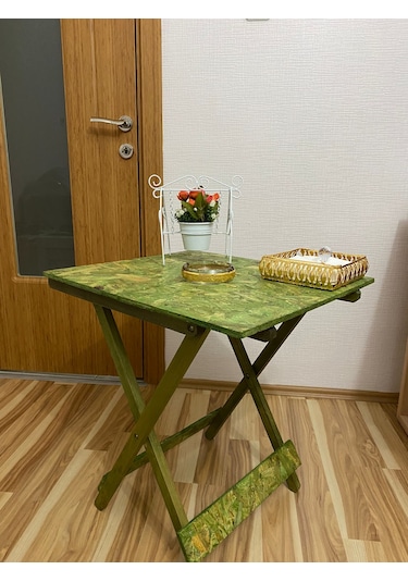 APAK AHŞAP osb yüzeyli katlanır masa doğa yeşili 60cm 50 cm Yeşil