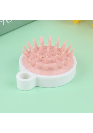 Pembe Yumuşak Silikon Şampuan Fırçası - Islak/kuru Saç Masajı İçin Çok Renkli