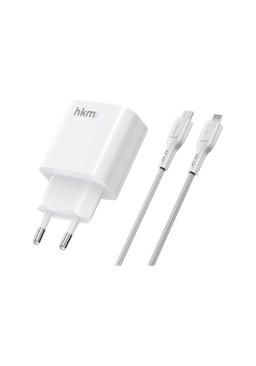 Bolt Duo 20W Usb-A Ve Type-C Çift Portlu Hızlı Şarj Aleti Lightning Kablo Ve Adaptör Seti Beyaz