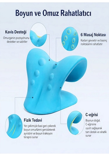 Boyun Düzeltici Aparatı C Şekilli Ergonomik Boyun Ve Omuz Rahatlatıcı