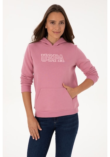 U.S. Polo Assn. Kadın Koyu Pembe Şardonlu Kapüşonlu Basic Sweatshirt 50313566-VR167 U.S. Polo Assn. Kadın Koyu Pembe Şardonlu Kapüşonlu Basic Sweatshirt 50313566-VR167
