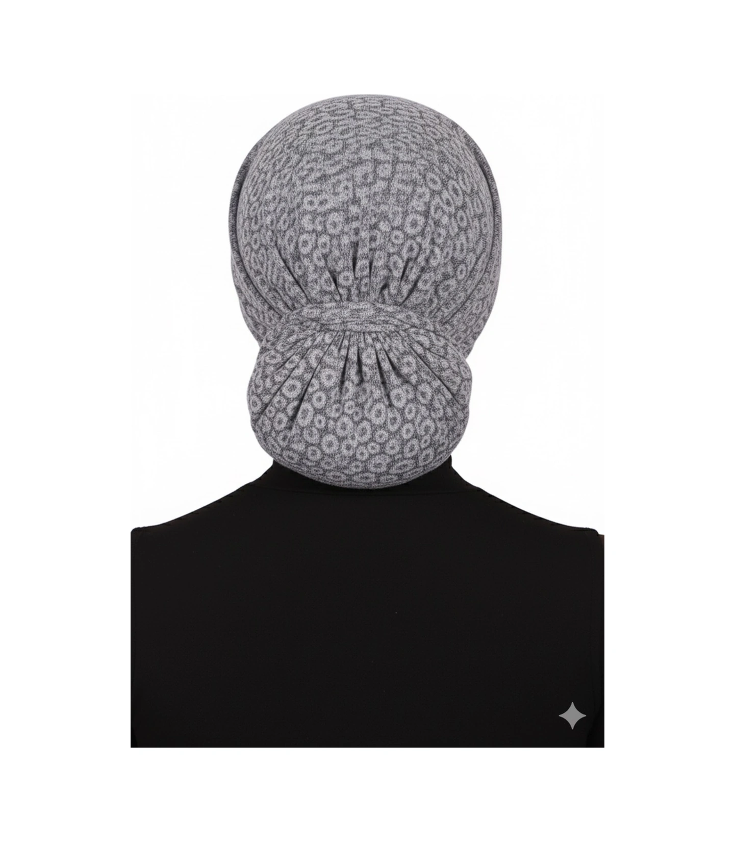 Topuzlu Brokar Gri Hazır Türban Tesettür Bone Gri