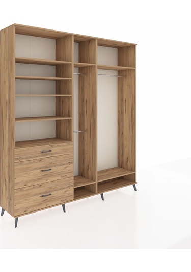 Hyperion Dolap 9 Raflı 3 Çekmeceli 3 Askılı 220x44x243 Çam-çam/çam Atlas Çam/atlas Çam