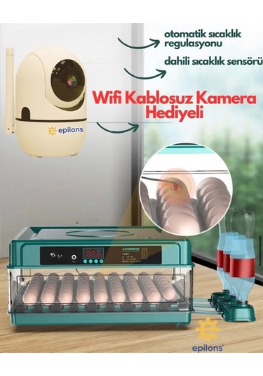 Kuluçka Makinesi Wifi Kamera Hediyeli 130 Lu Tam Otomatik Yedek Motorlu