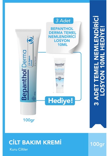 Bepanthol Derma Cilt Bakım Kremi 100 G + Temel Nemlendirici Losyon 3 x 10 ML