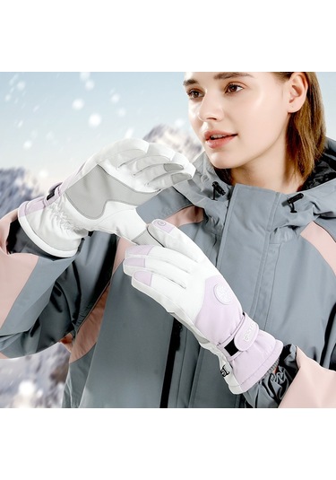 Golovejoy Sk15 1 Çift Kış Kayak Eldivenleri Su Geçirmez Polar Astarlı Dokunmatik Ekran Anti Kayıp Toka