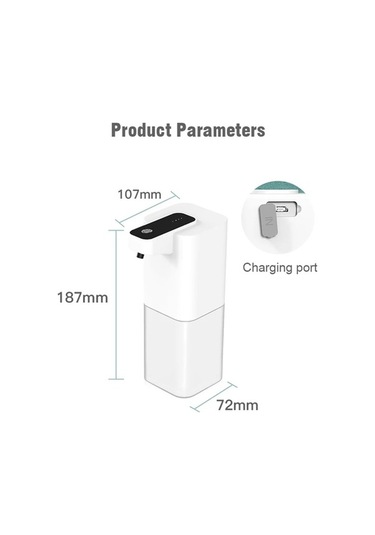 Ulzyvf Otomatik Endüktif Köpük Sabunluk Usb Şarjlı Beyaz El Yıkama Aparatı Beyaz