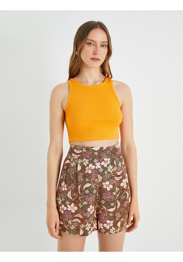Koton Basic Crop Atlet Halter Yaka Pamuklu Turuncu 2sak10413ek Turuncu