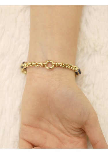 14 Ayar Altın Mavi Gözlü Nazarlı Doç Bileklik Altın