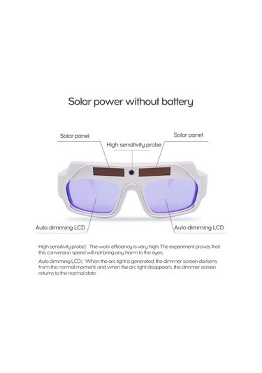 Padalink Güneş Enerjili Otomatik Parlaklık Ayarlı Kaynak Gözlüğü - Isı, Uv Ve Parıltı Korumalı Kaynakçı Göz Koruması Siyah