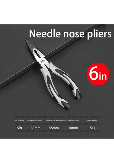 Jeemson 6" Elektrikçi Uçlu Pense - Anti Kayma Kollu, Tel Kesme, Soyma Ve Presleme İşlevi - Krom Vanadyum Çelik