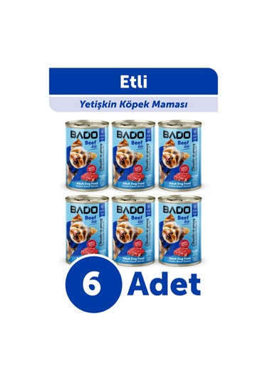 Bado Yaş Köpek Maması Etli Biftekli 400gr 6lı