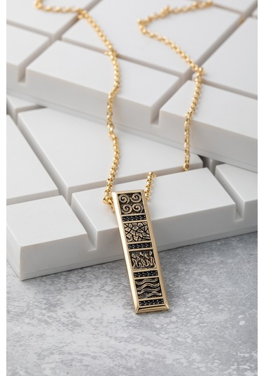 Uşaklıhafız 14 Ayar Altın Dört Element Simgeli Erkek Kolyesi