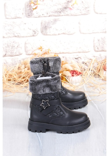 Fort Cool Evla Anatomik Sıcak Astar Kaymaz Taban Kız Çocuk Bot Siyah