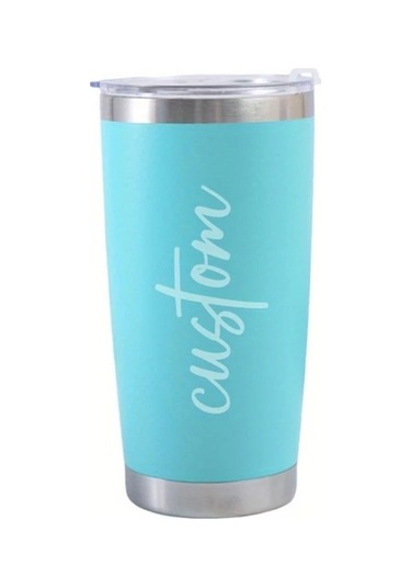 Trendooze Kişiye Özel İşlemeli Paslanmaz Light Blue Termos Bulaşık Makinesine Girmez Açık Mavi Açık Mavi