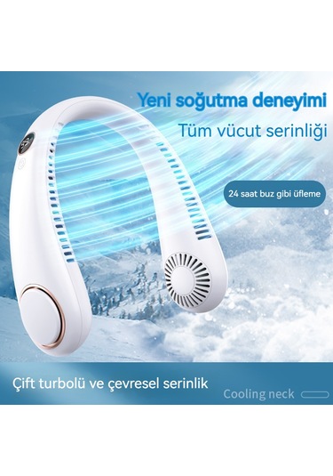 Usb Şarj Taşınır Sessiz Yapraksız Asılı Boyun Farı-beyaz