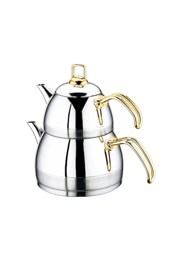 Ela Büyük Boy Çaydanlık Takımı Sade Gold