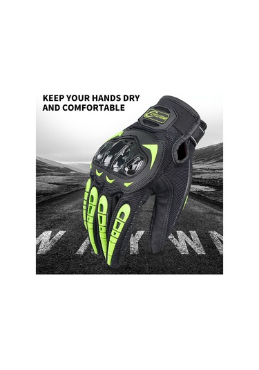 Padalink "cg666 Motosiklet Eldiveni - Nefes Alabilir Mesh, Pvc, 4 Mevsim, Dokunmatik Uyumlu, Siyah-yeşil Xl"