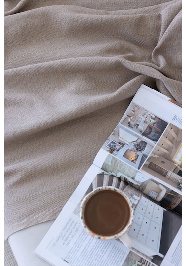 Bej-bej Koltuk Örtüsü Balıksırtı Desen 180 210 Bej