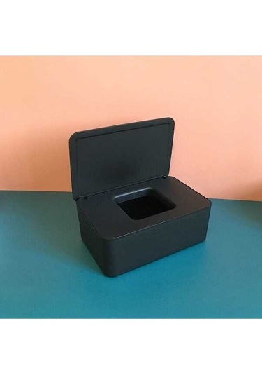 Pazly Pratik & Dayanıklı Plastik Maskesi & Islak Mendil Kutusu - A597 Siyah Siyah Evde Kolay Maske Ve Mendil Saklama Çözümü Siyah
