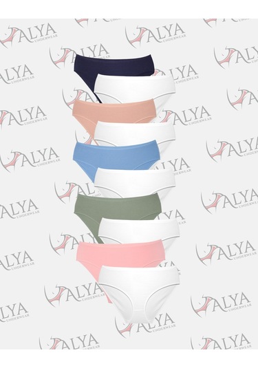 Alya Underwear Kadın Külot Basic Slip Renkli Pamuklu Iç Çamaşırı 10'lu Paket Multicolor-x32 Multicolor - X19