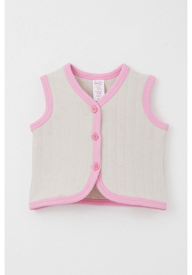 Breeze Kız Bebek Yelek Düğmeli 0-9 Ay, Taş Taş