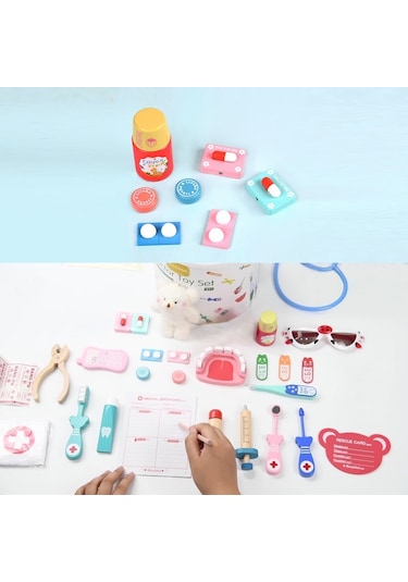 Hallow Çocuklar Gerçekçi Diş Hekimi Doktor Seti Stetoskop Çok Renkli