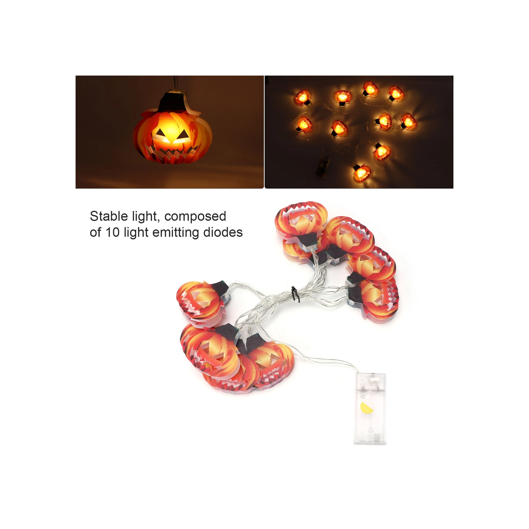 Balkabağı Fenerleri: 10 Led Pil İle Çalışan Cadılar Bayramı Dekoratif Lamba Aksesuarları Diğer