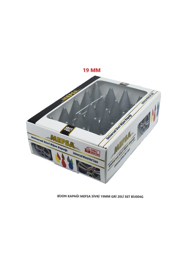 Bijon Kapağı Sivri 19 Mm Gri 20 Li Set