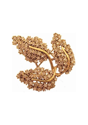 Yaprak Elmas Montür Swarovski Taşlı Broş