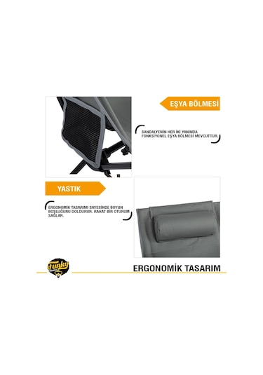 Sky Ultralight Katlanabilir Kamp Sandalyesi - Gri 2 Adet Gri