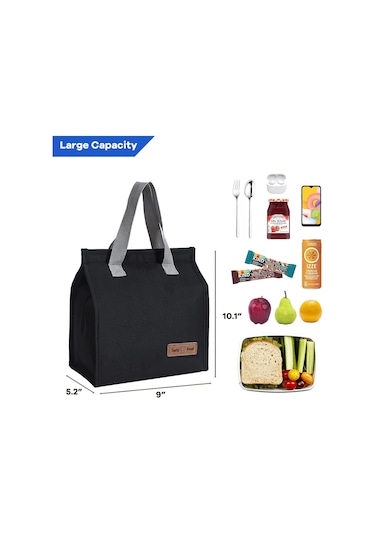 Kadınlar Ve Erkekler İçin Öğle Yemeği Çantaları, Yeniden Kullanılabilir Yalıtımlı Sızdırmaz Öğle Yemeği Kutusu Tote Çantası, Çocuklar, Kızlar, Erkekler Ve Yetişkinler İçin Soğutucu Çantalar Siyah Hh --